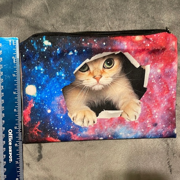 Cat Busting Out of Galaxy So Cute! Canvas Makeup (Pencil/Pen) Bag - Picture 9 of 9